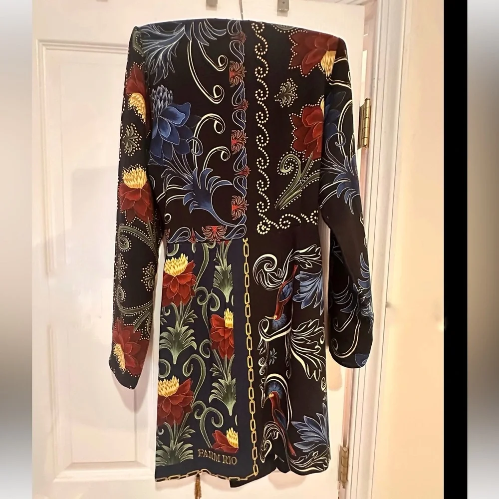 NWT Farm Rio x Anthropologie Mixed Arabesque Scarves Wrap Mini Dress - Picture 7 of 12